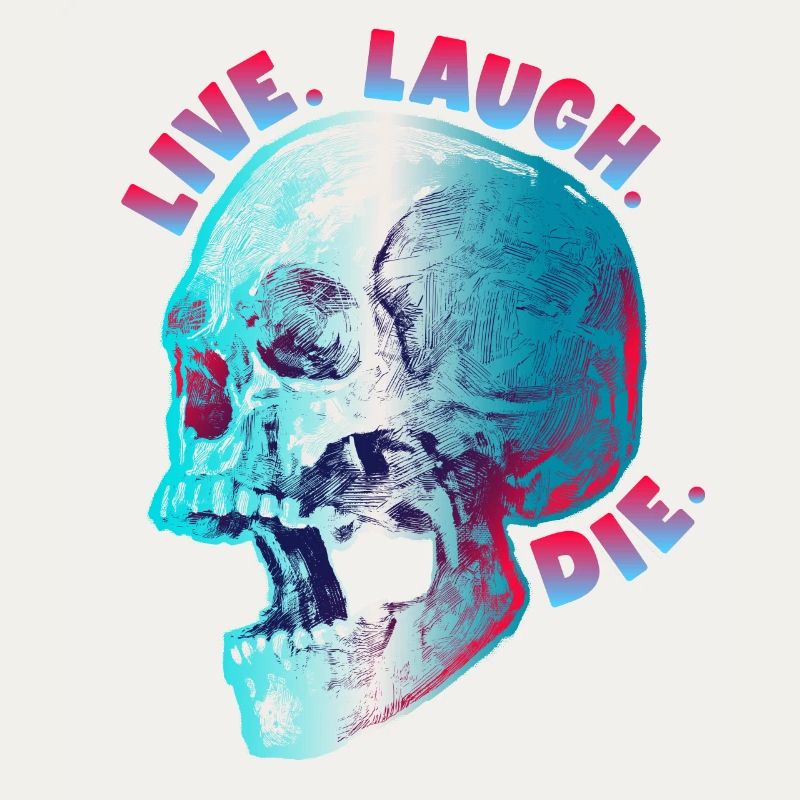 Funny skull, morbid saying, biker design