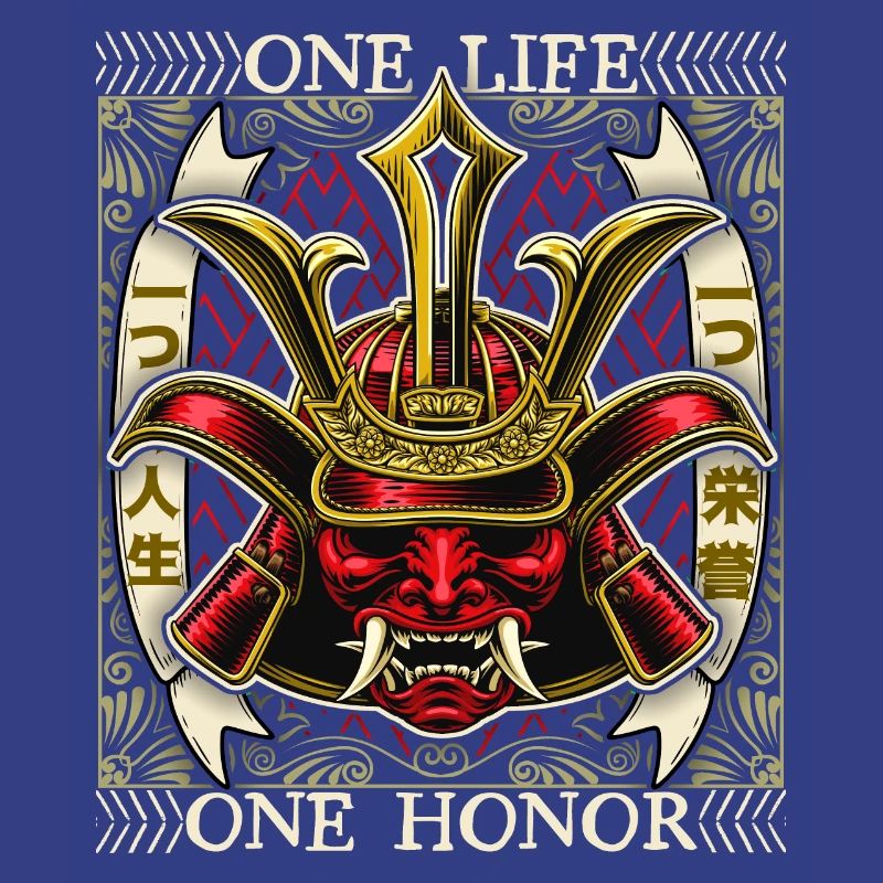 Japanischer Samurai Dämon, Samurai Krieger, Spruch
