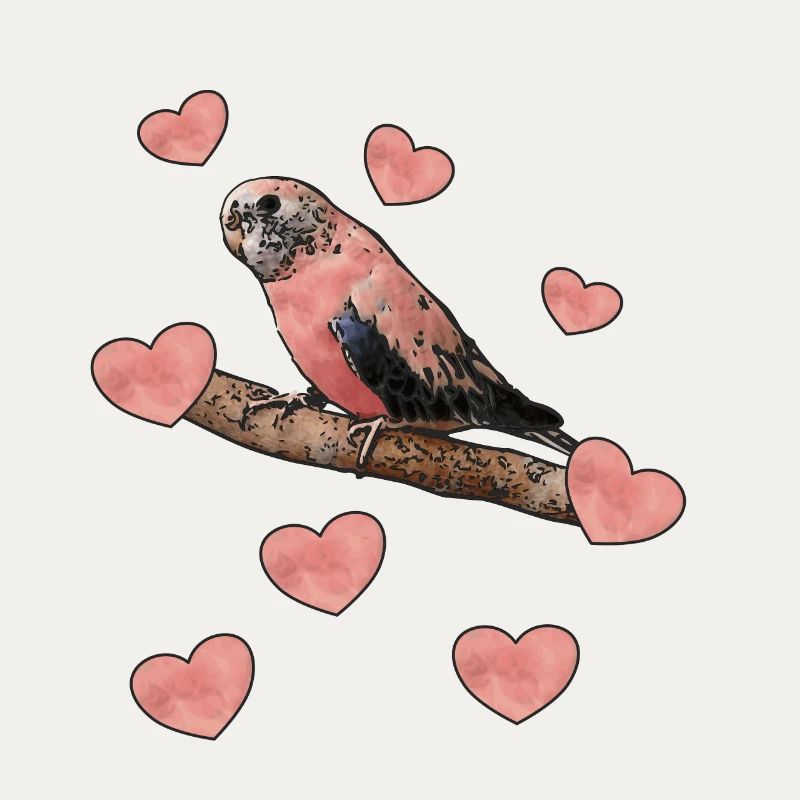 Perruche à ventre rose, Perruche Bourke avec des cœurs