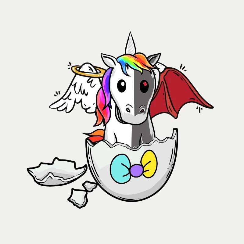 Baby Einhorn Geburt Eierschale gut böse Eier