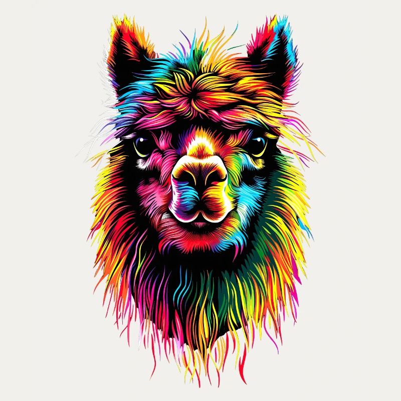 Alpaka Pop Art Bunte Farben Lama Regenbogen Alpaka