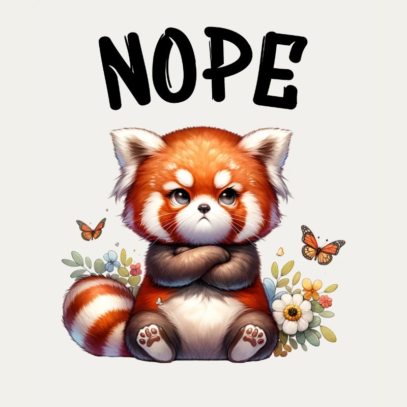 Red Panda Funny Saying Nope Fire Fox
