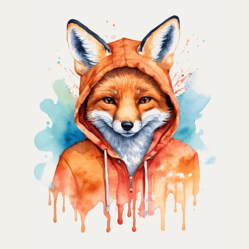Sweat à capuche Fox Imprimé de conception d’animaux drôles colorés