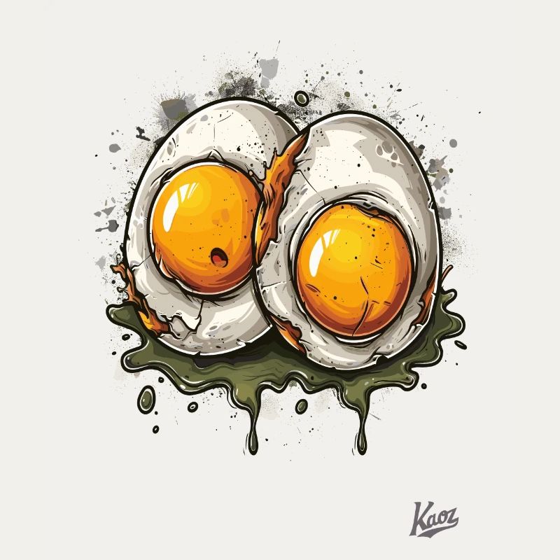 Fried eggs, 2 times boiled disgusting egg