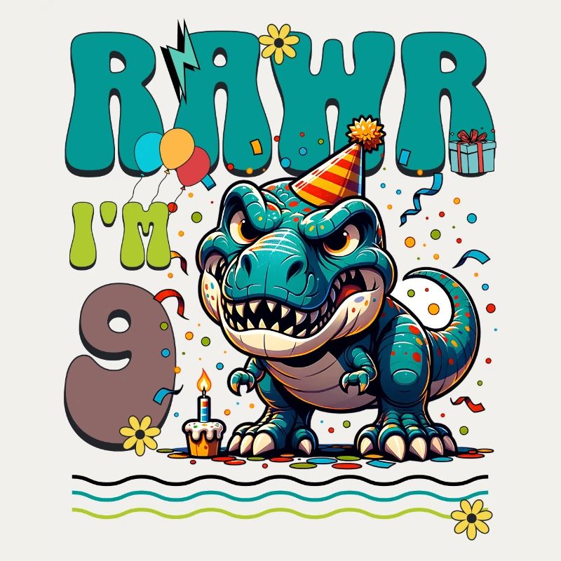 9. Geburtstag Rawr T Rex Dinosaurier