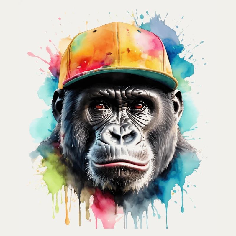 Gorille Snapback Cap Monkey Cool Animal Design Print