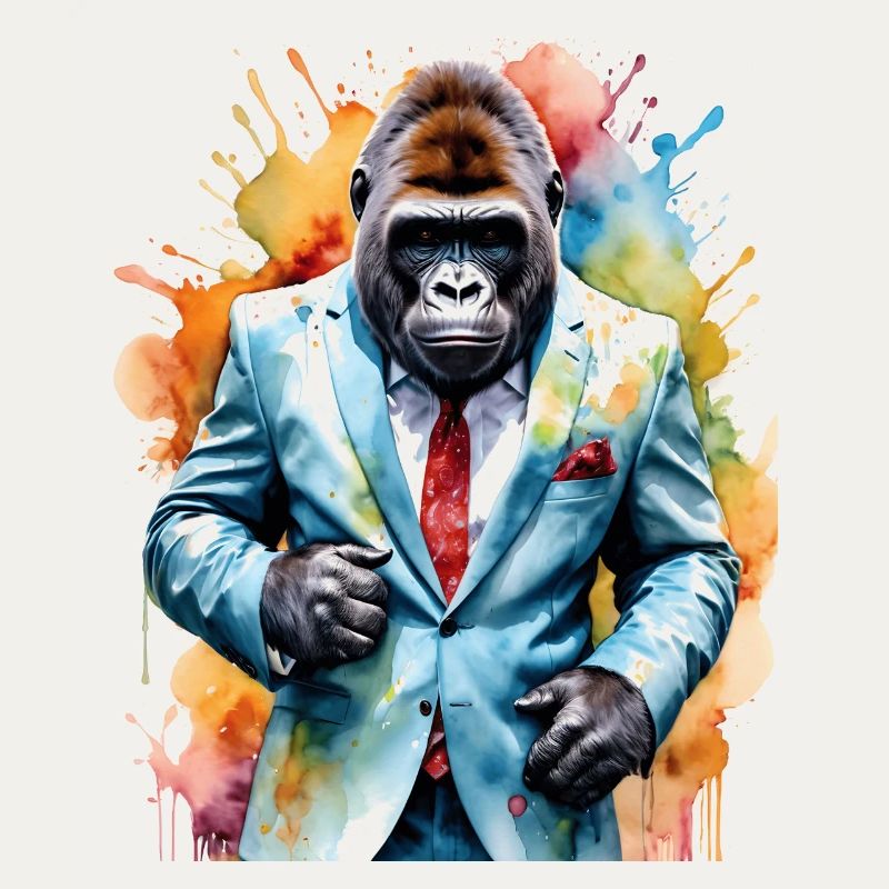 Gorilla Anzug Affe Bunt Tier Design Print