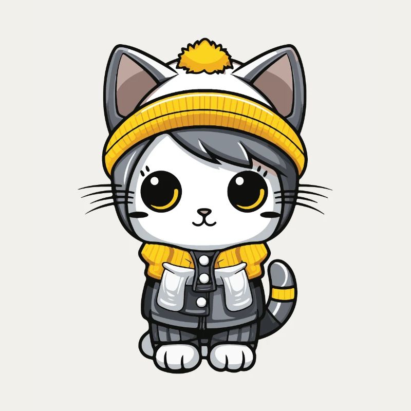 Chat Hiver Bande Dessinée Mignon