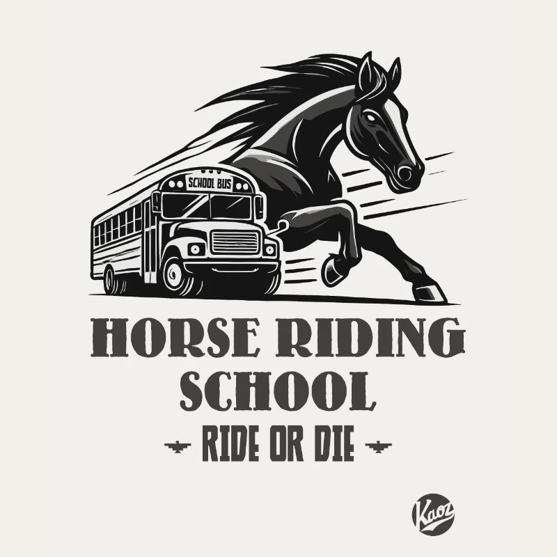 Reitschule "Reite oder Stirb", ein Pferde-Motiv