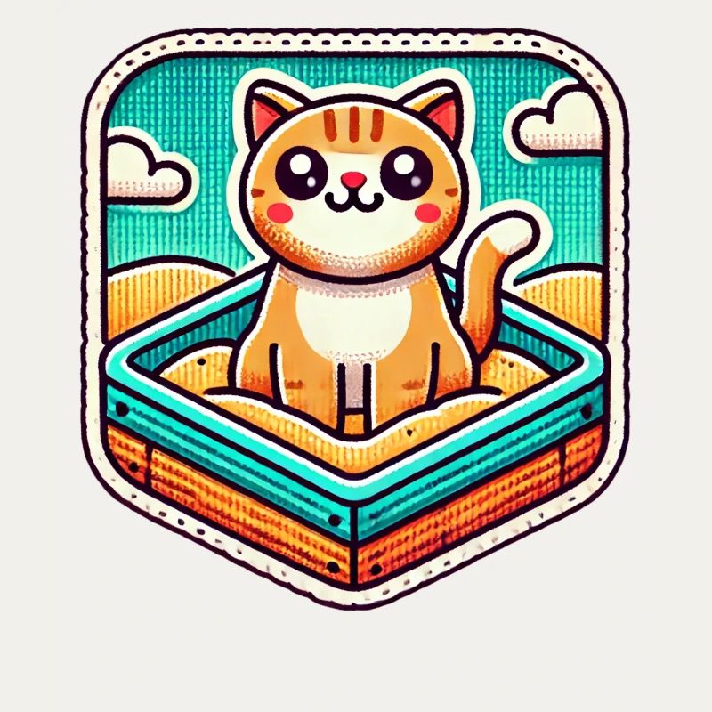 Chat mignon assis dans le bac à sable