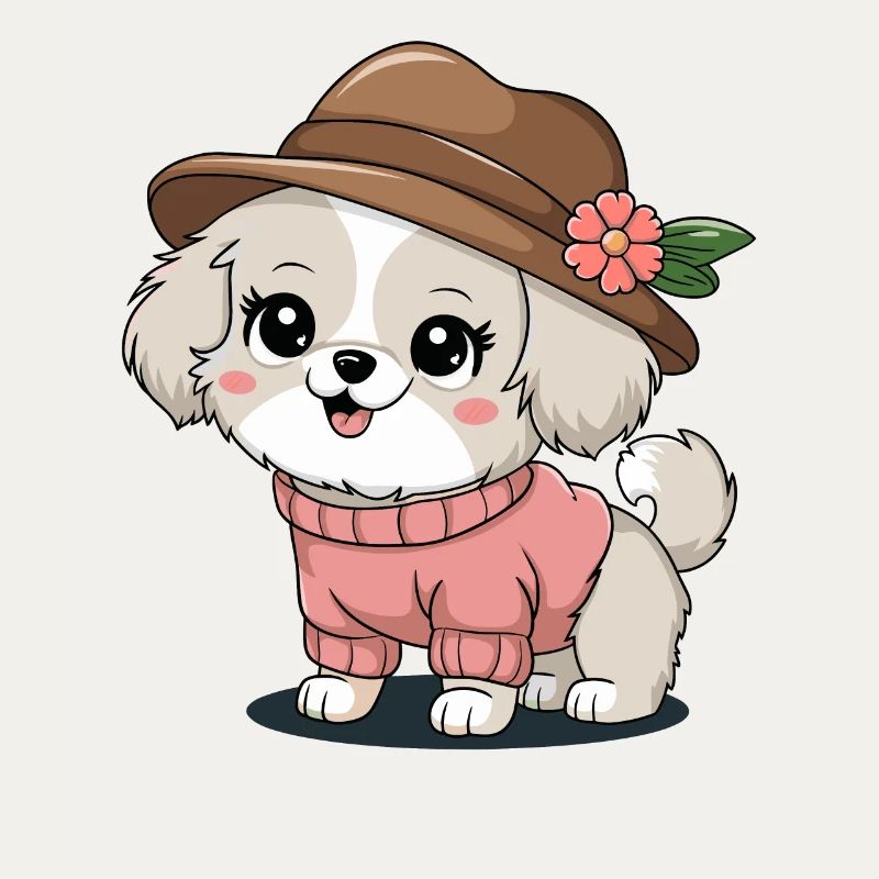 Süßer Hund Mit Hut Und Pullover