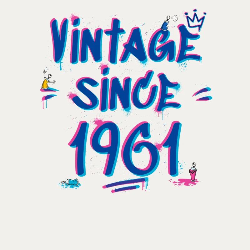 Vintage Since 1961 Graffiti Glitch 64th Bday Vibes