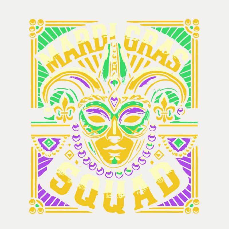 Mardi Gras Squad Mask Carnival Celebration