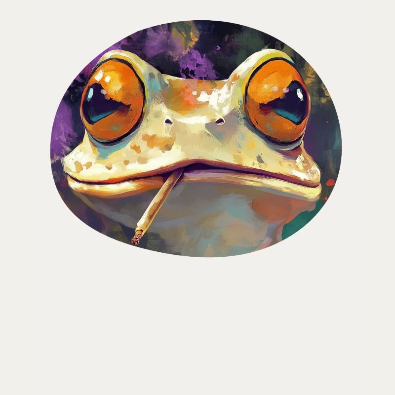 Stoned Frog Prince Smoking Weed: Funny Cannabis Toad