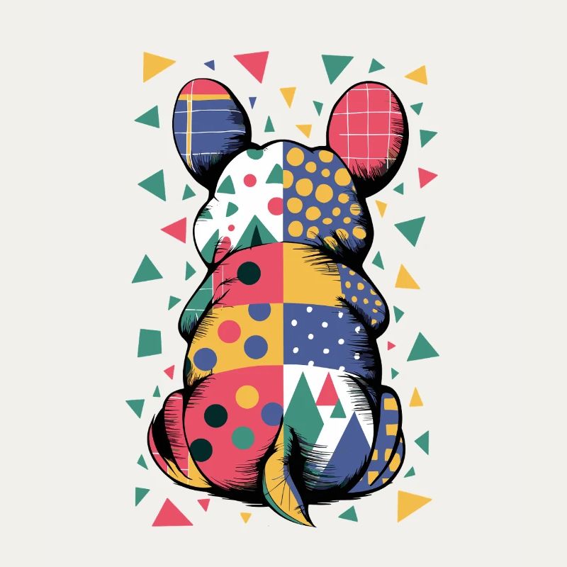 Bunter Geometrischer Tiermuster Patchwork-Look