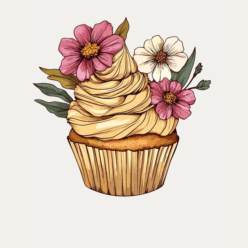 Cupcake à décor floral