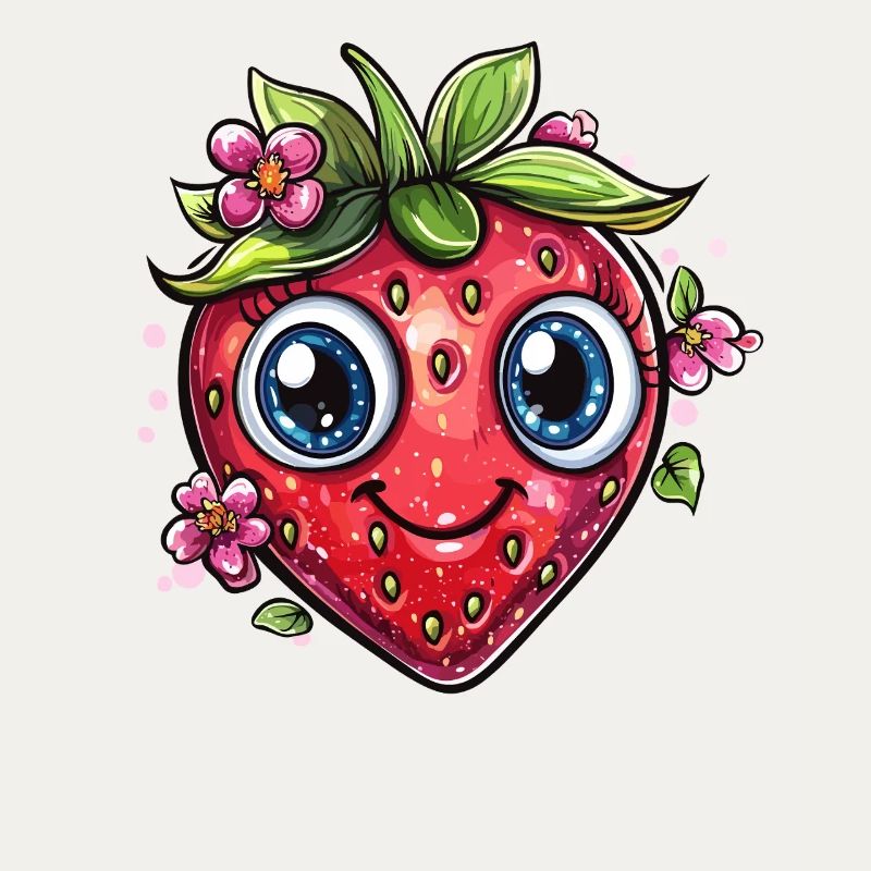 Fraise avec sourire de fleur
