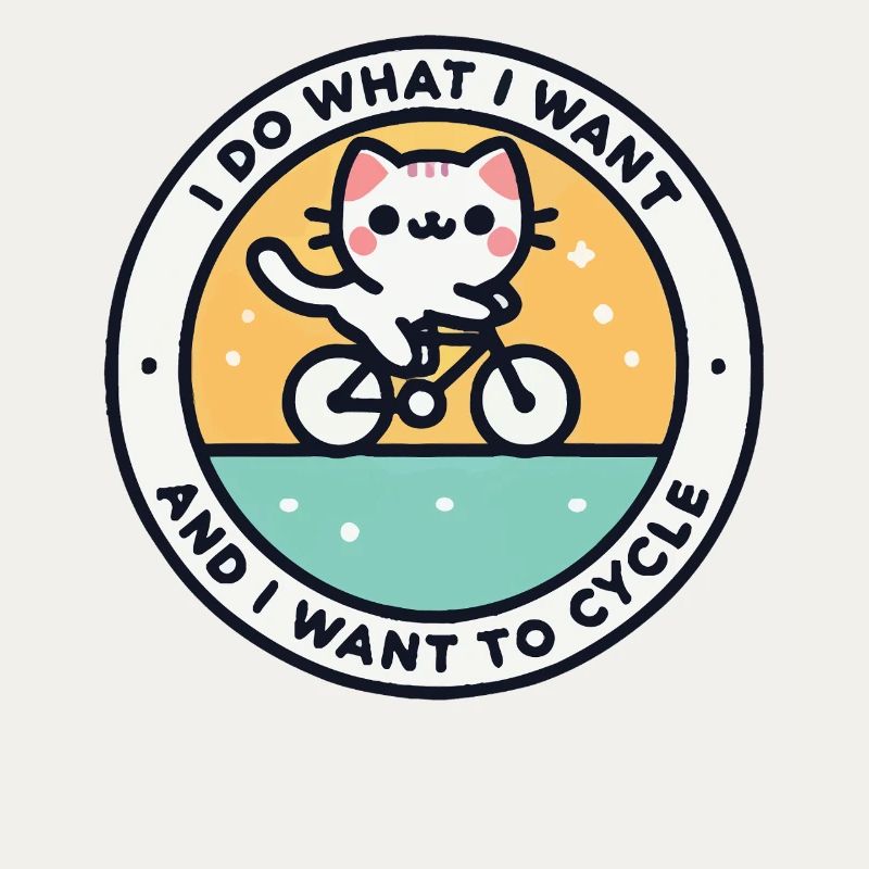 Chat autodéterminé à vélo avec déclaration