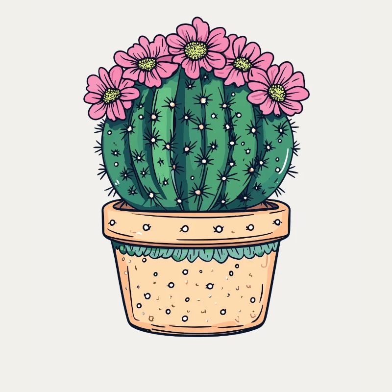 Flowering pot cactus