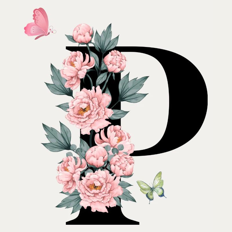 Buchstabe p rosa Blumen