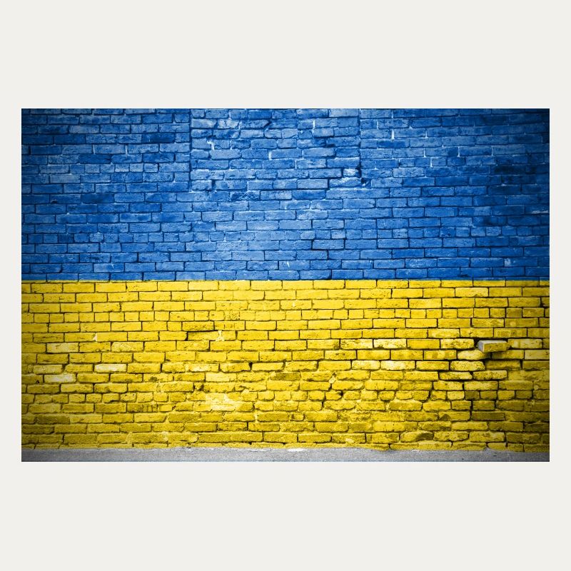 Affiche de graffiti drapeau Ukraine mur de briques