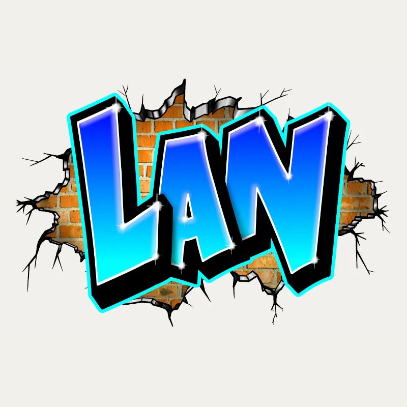 Graffiti LAN Cracks Bricks Yellow