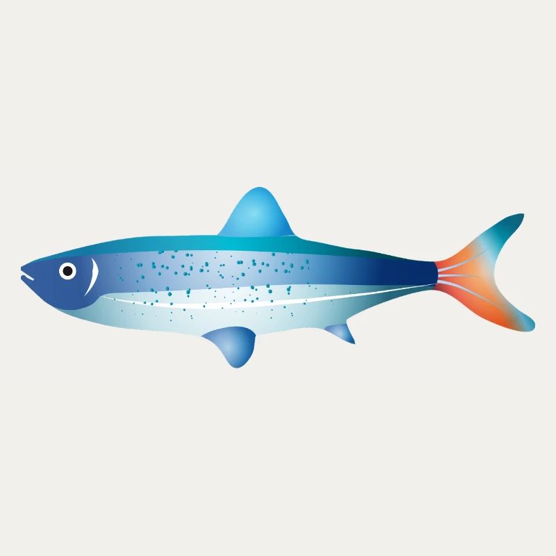 Blue Fish with Gradient and Dots
