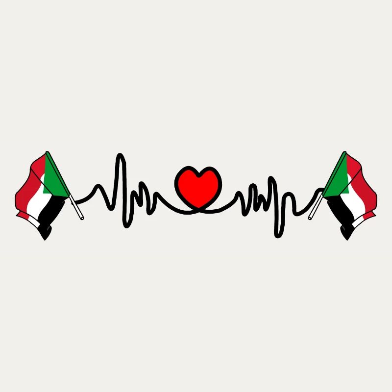 Herzfrequenz Cardio Flagge Sudan