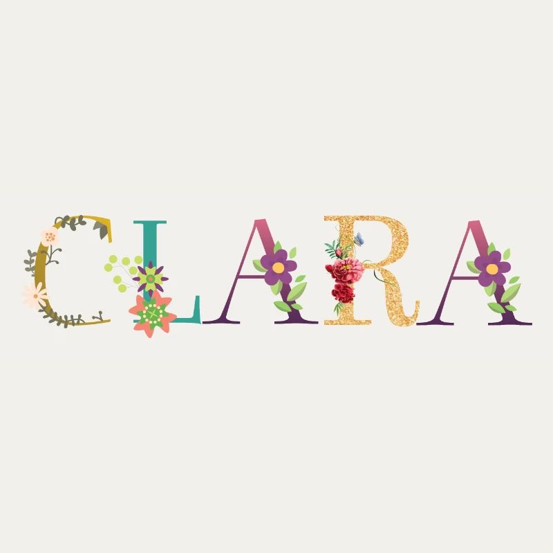 Le nom de CLARA est décoré de fleurs
