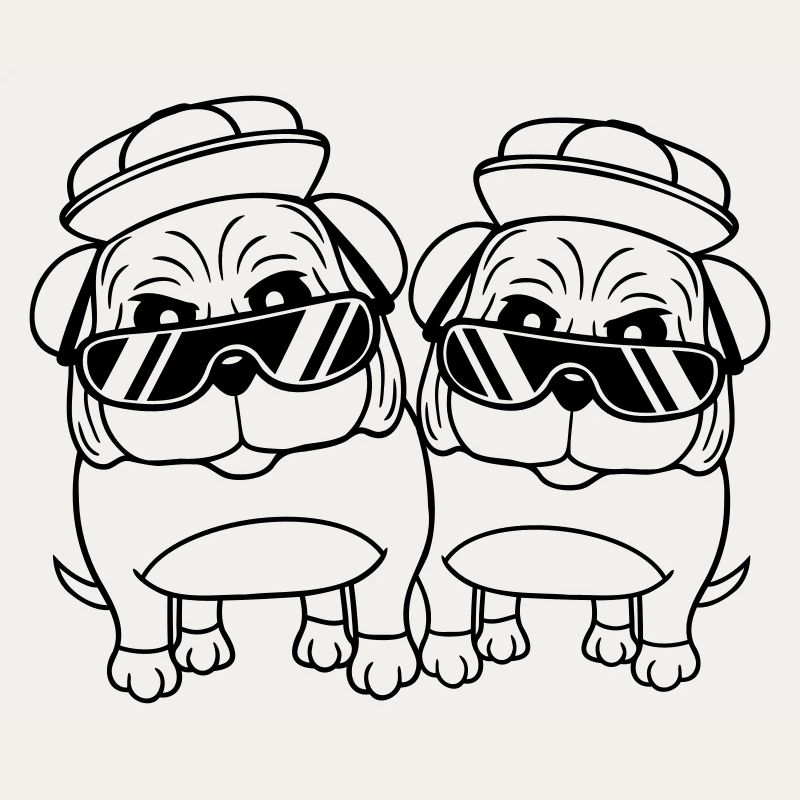 Two Dogs Pug Sunglasses Cappy Hat Teens