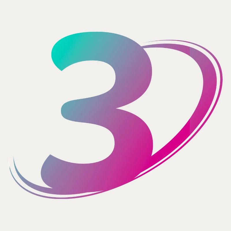 Numéro 3 multicolore