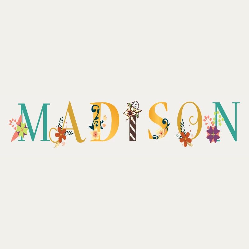 Art du nom MADISON avec fleurs brodées