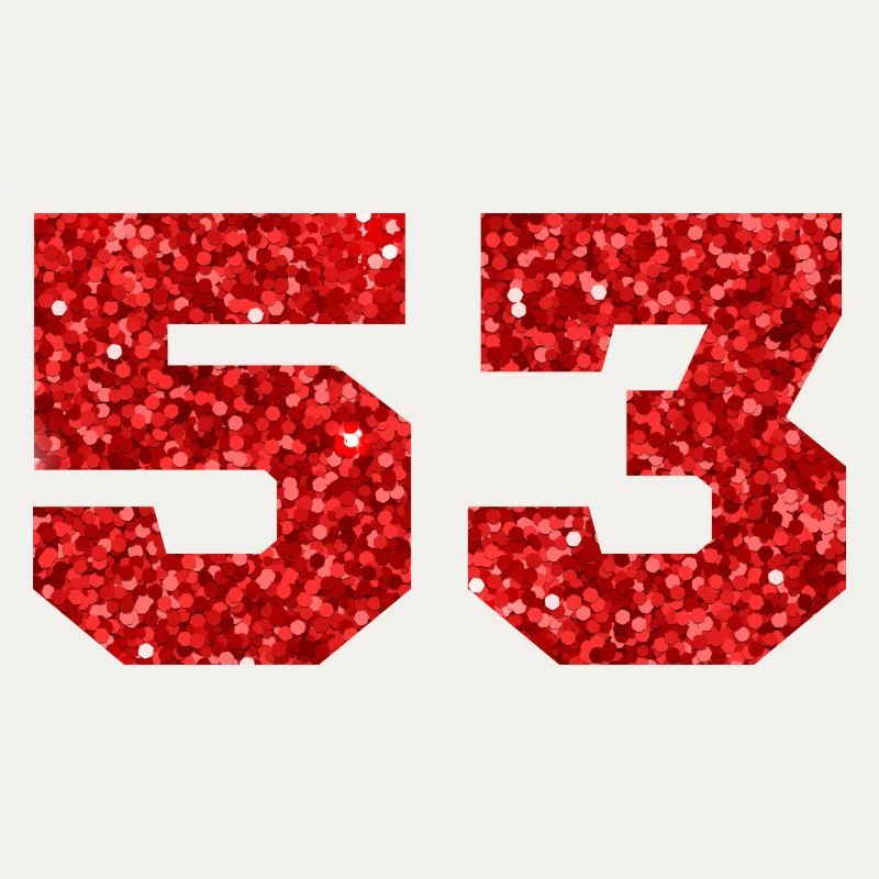 Number 53 Red Glitter - 53rd Anniversary
