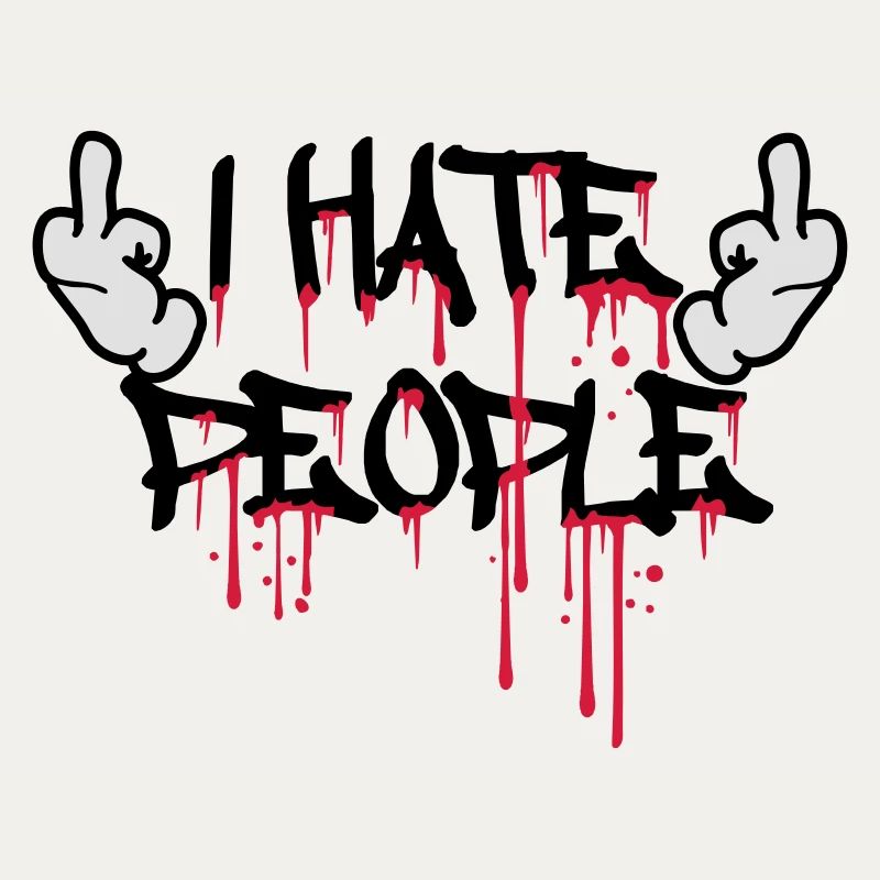 cool i hate people text graffiti spray drops blu