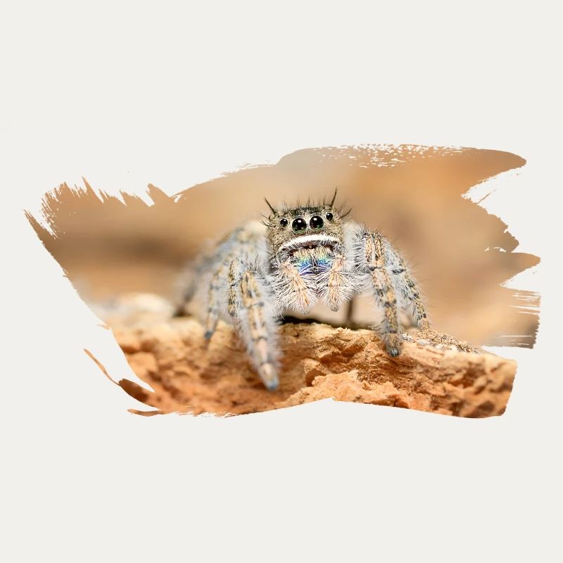 Phidippus texanus jumping spider, spring spinne.