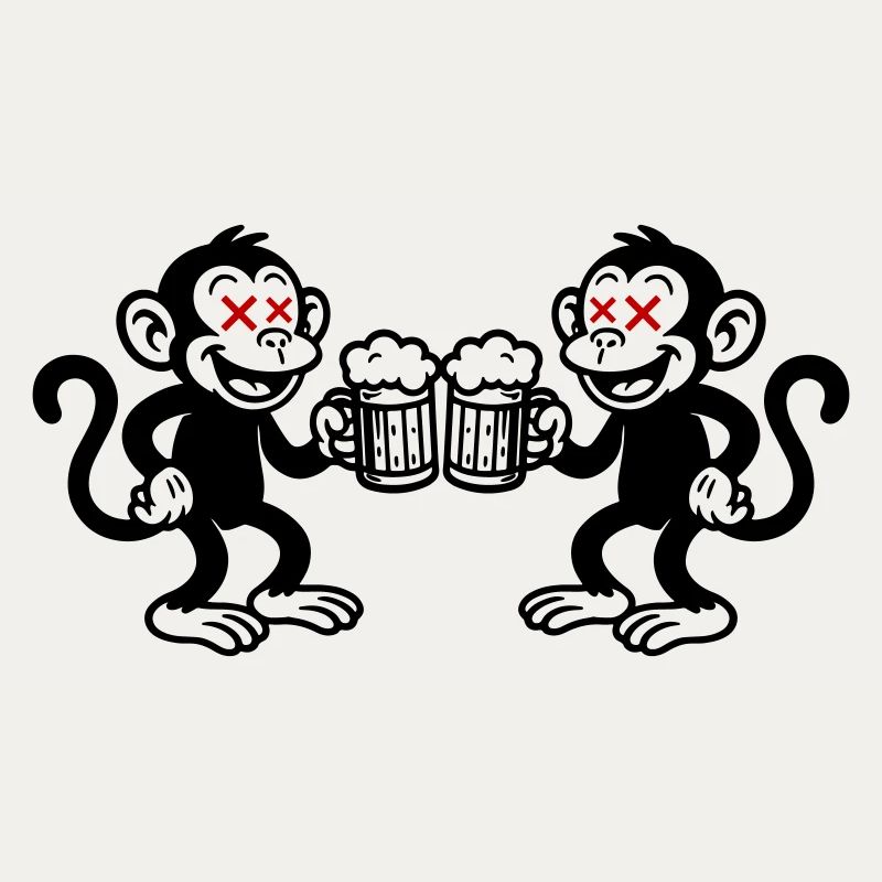 Beer Monkey Drinking