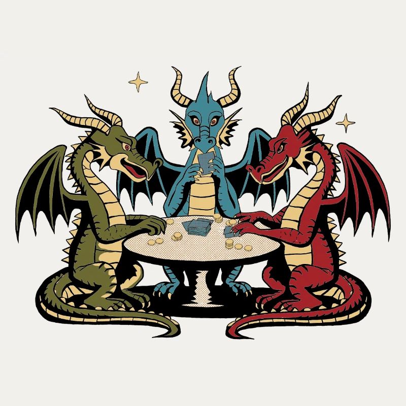 Dragons playing cards