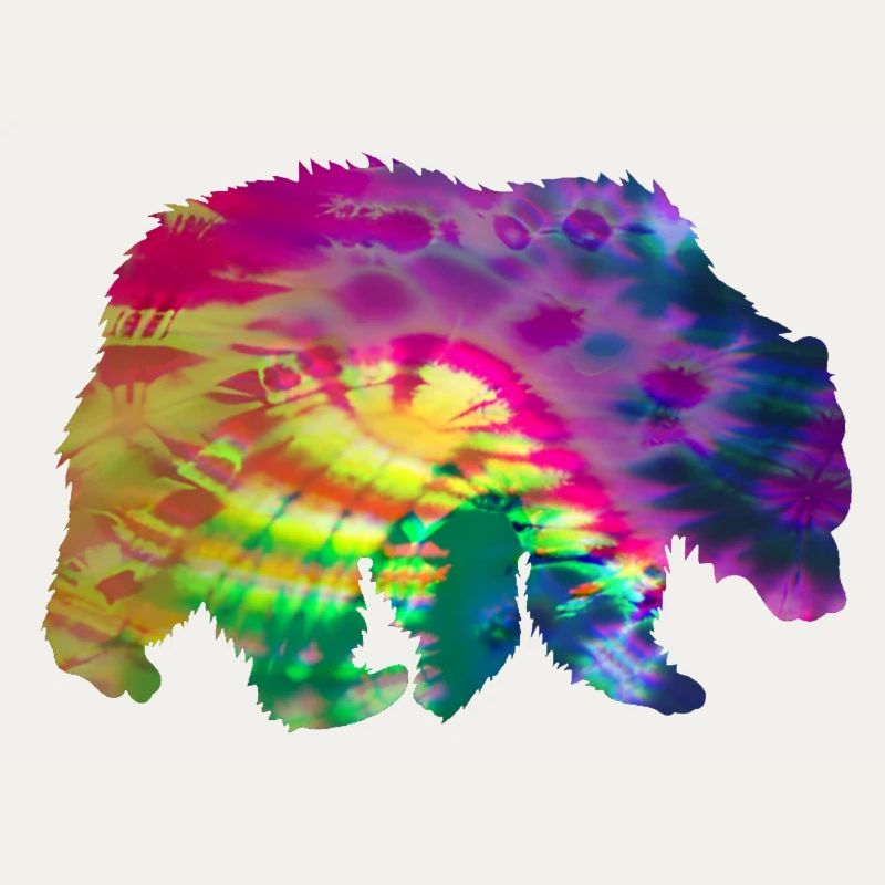 Bear Silhouette Tie Dye Batik Pattern