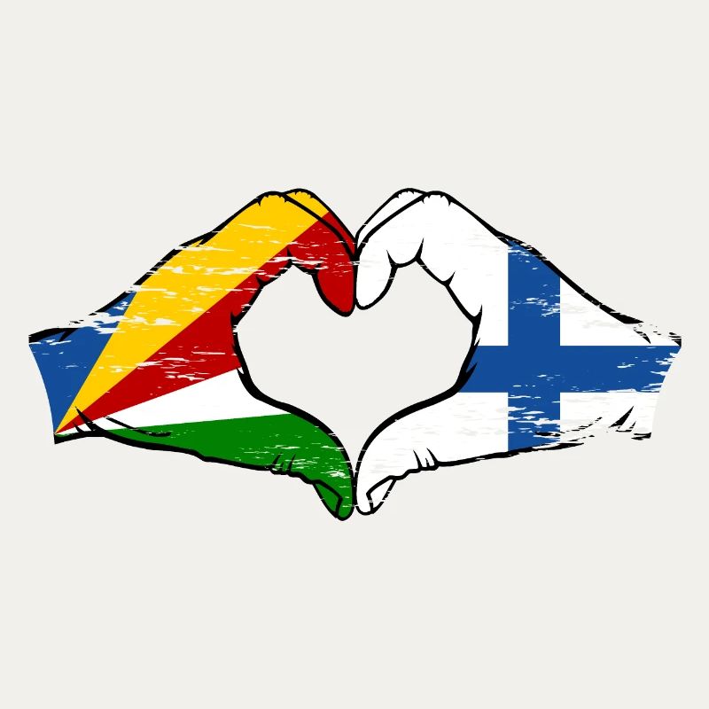 Seychelles Finlande drapeau mains forme de coeur utilisé