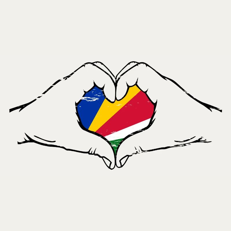 Seychelles flag hands heart shape used