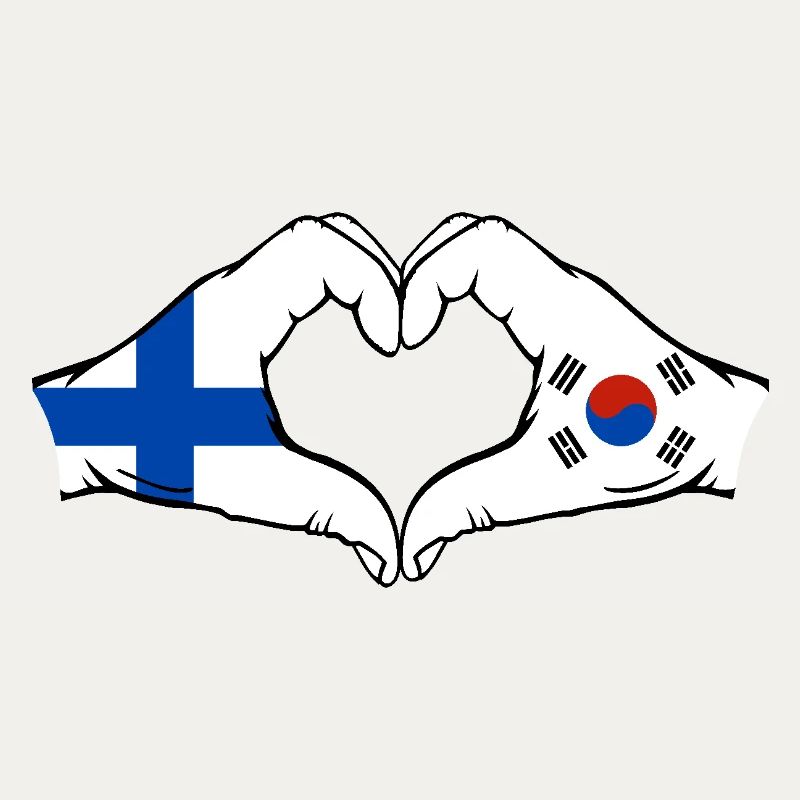 Finlande Corée du Sud Drapeau Mains Coeur Forme