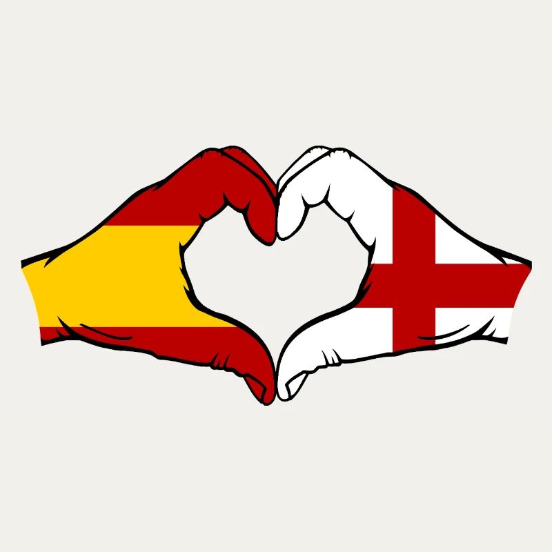 Espagne Angleterre Drapeau Mains Coeur
