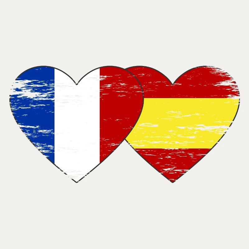 France Espagne Drapeau Mains Coeur Forme Utilisé