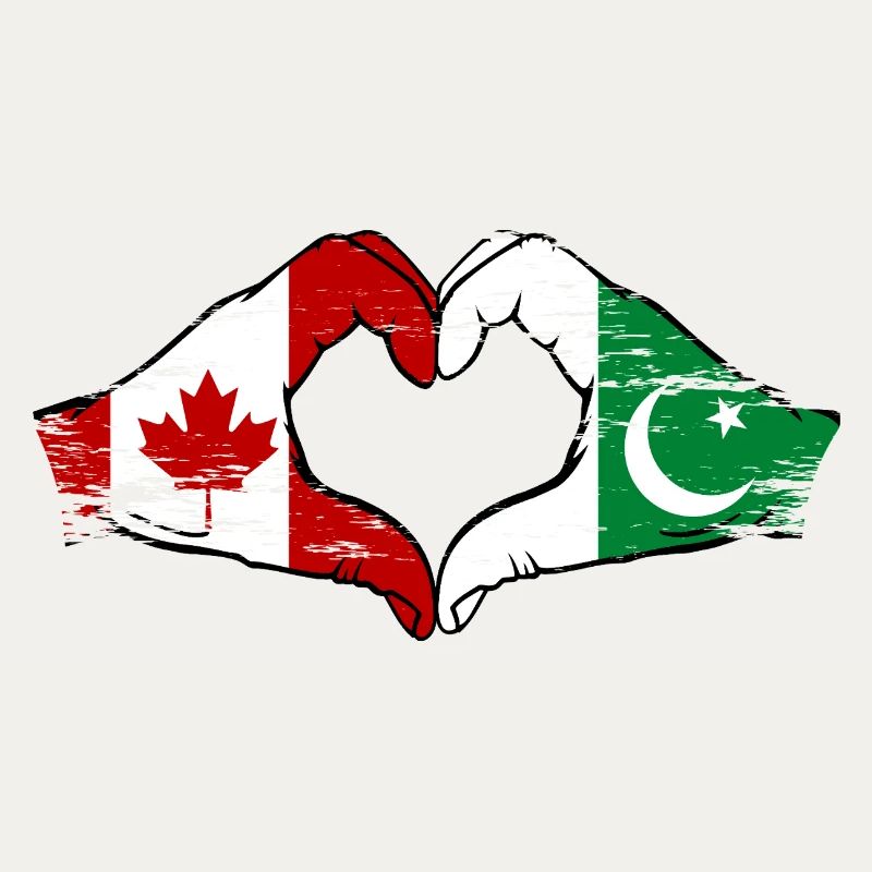Drapeau du Canada Pakistan mains en forme de coeur utilisé