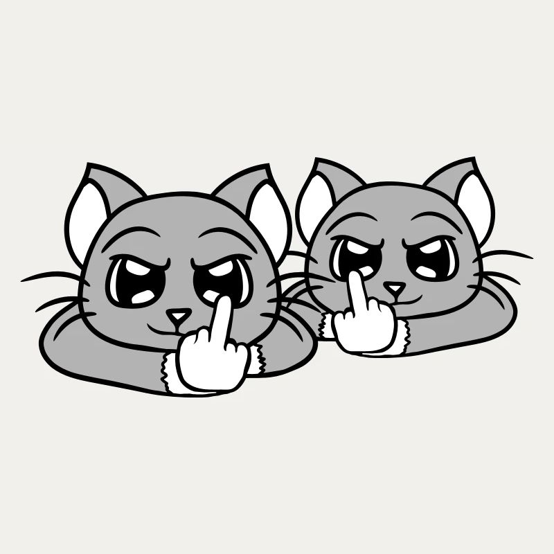 Böse Katzen Freunde Mittelfinger Beleidigung Team