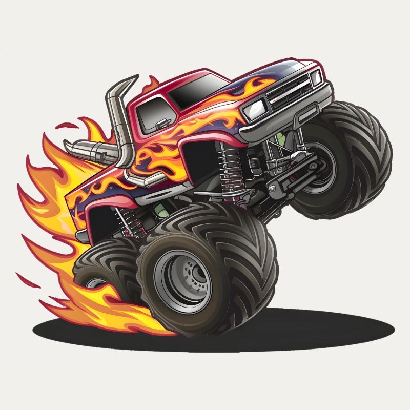 Monstertruck mit lodernden Reifen