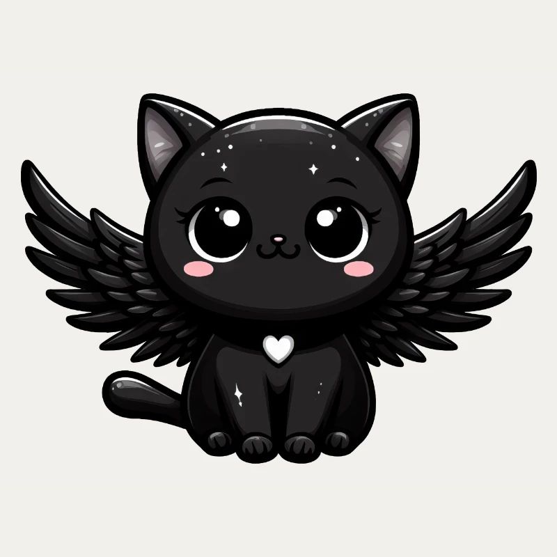 Gothic Engel Katze süß schwarz dunkel Flügel