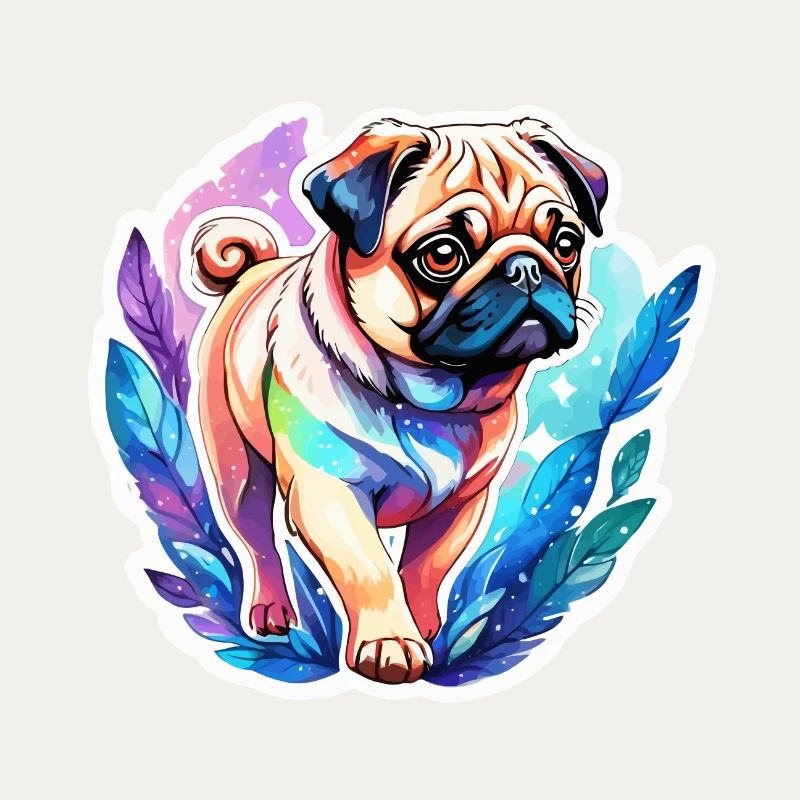 Mops Wasserfarben