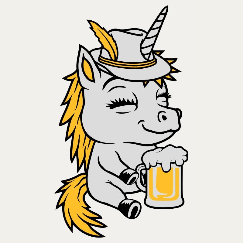 Bier trinkendes sitzendes Einhorn