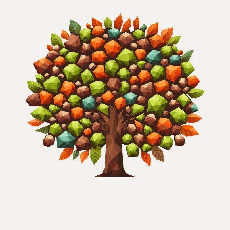 Autumn Elegance: Polygonal Deciduous Tree in